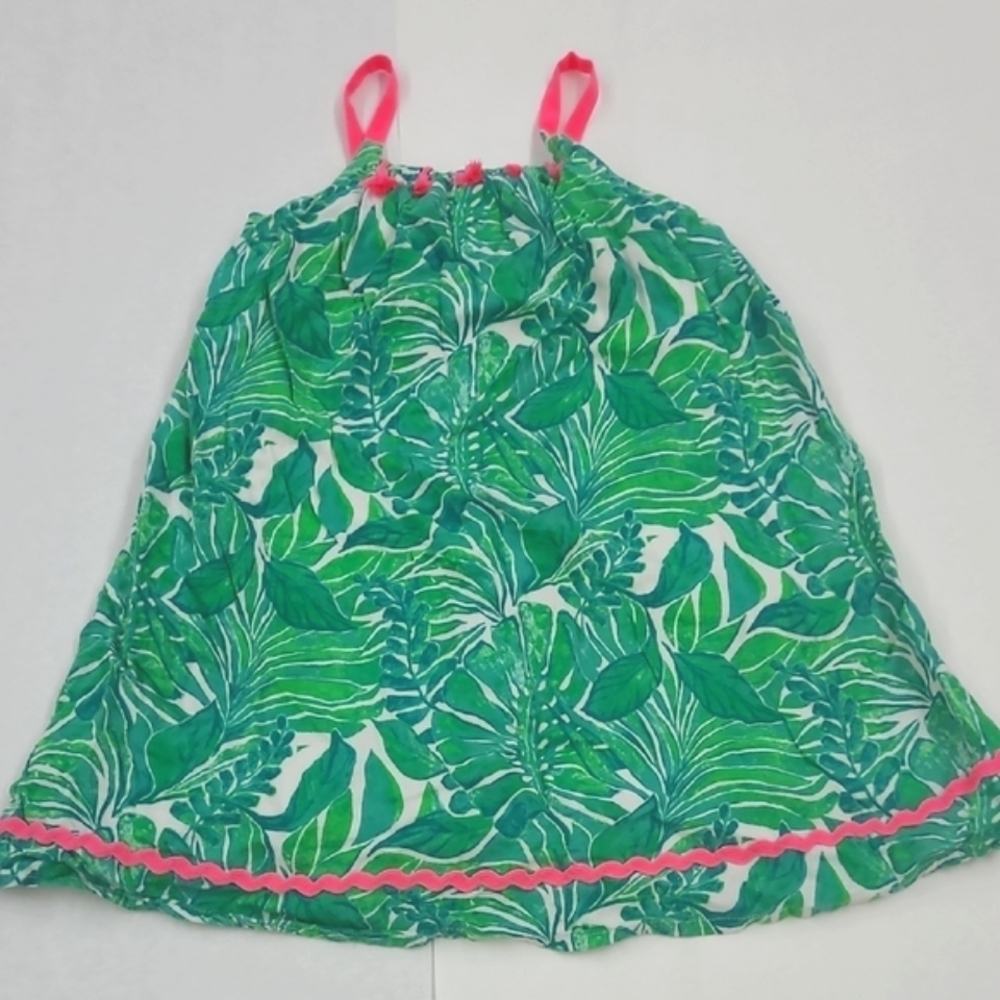 Tommy Bahama Green Leaf Print Dress with Pink Accents Size 6